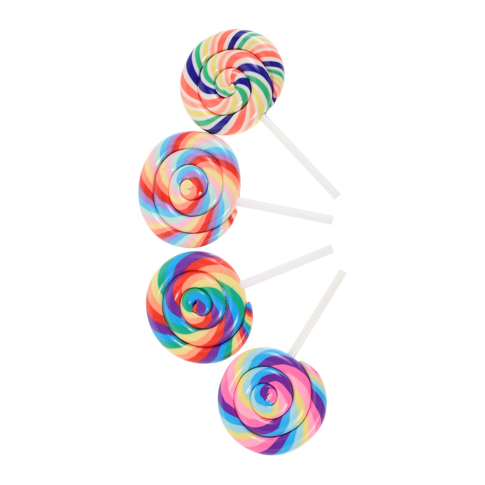 FUNOMOCYA 4pcs Realistic Mini Lollipop Props 4Pcs Resin Candy Ornaments for Dollhouse Decoration Photo Scene and Christmas Party Craft Accessories