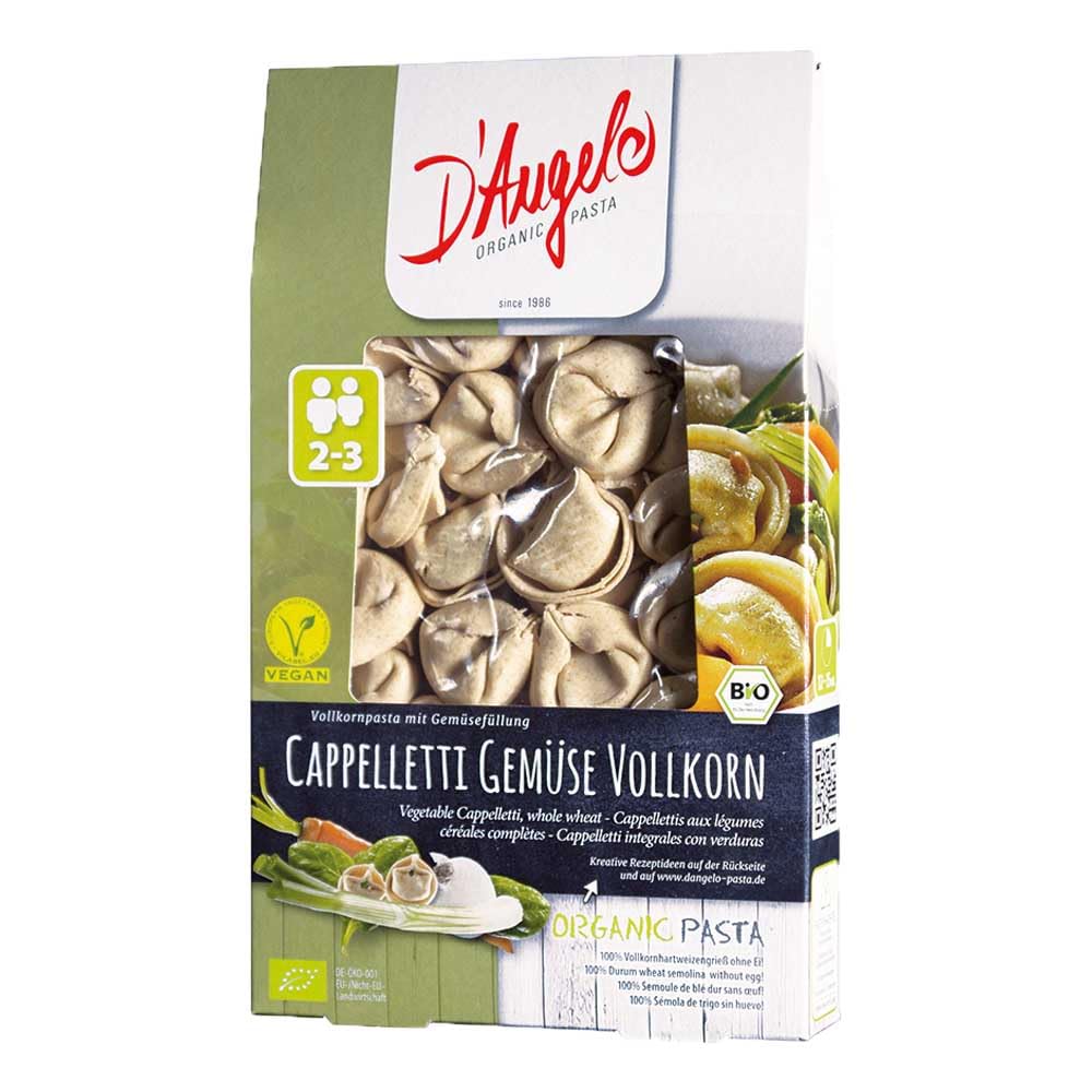 D'Angelo - Cappelletti Gemüse Vollkorn Teigware mit gemüsehaltiger Füllung - 0,25 kg - 10er Pack