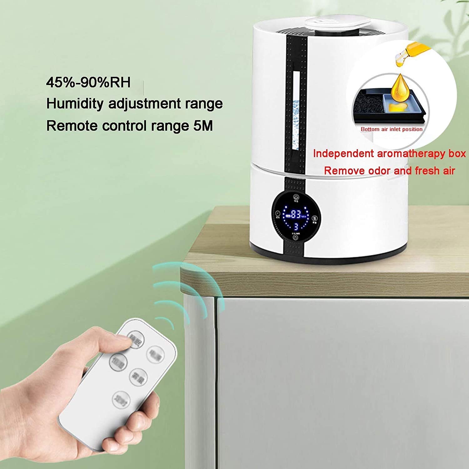 Humidificador 5L Humidificador de niebla fresco para dormitorio, humidificador ultrasónico para habitación grande, humidificador tranquilo para bebés, humidificador de aire con nivel de niebla ajustab