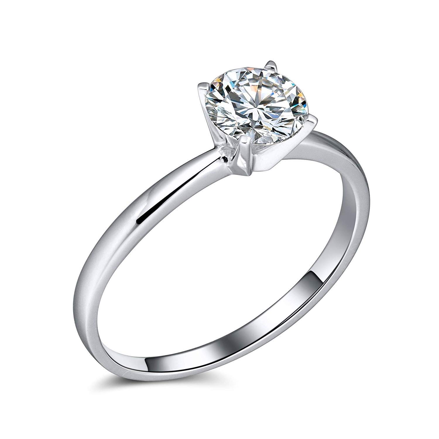 Amore 1CT 2CT 3CT Dew Solitaire Moissanite Engagement Ring by Ginger Lyne Choice of White Yellow or 