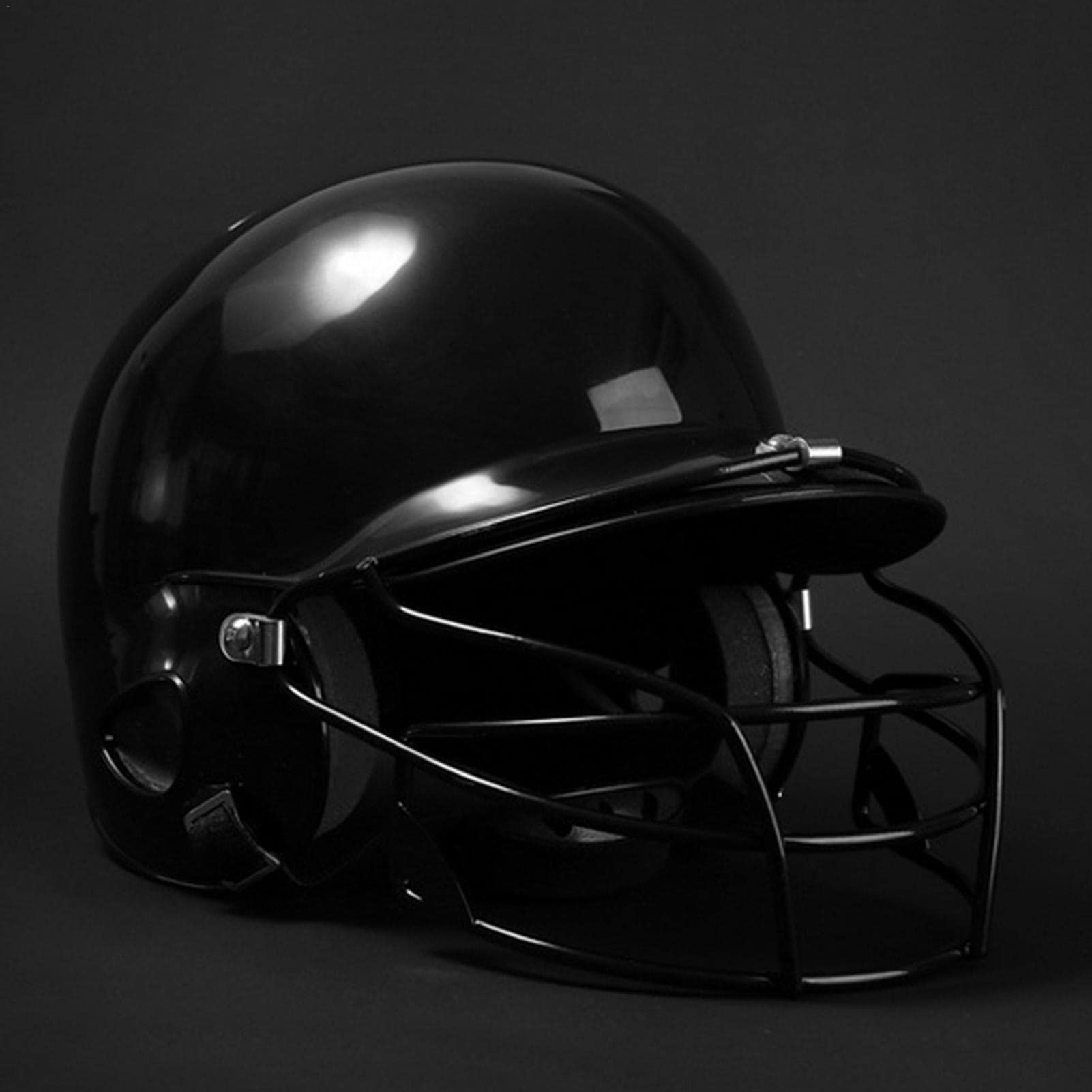 Casque de baseball pour jeunes avec protection du visage, casque de batteur de softball double densité en mousse absorbant les chocs, coque ABS résistante aux chocs pour adolescents et adultes, Noir Casque de baseball pour jeunes avec protection du visage, casque de batteur de softball double densité en mousse absorbant les chocs, coque ABS résistante aux chocs pour adolescents et adultes, Noir