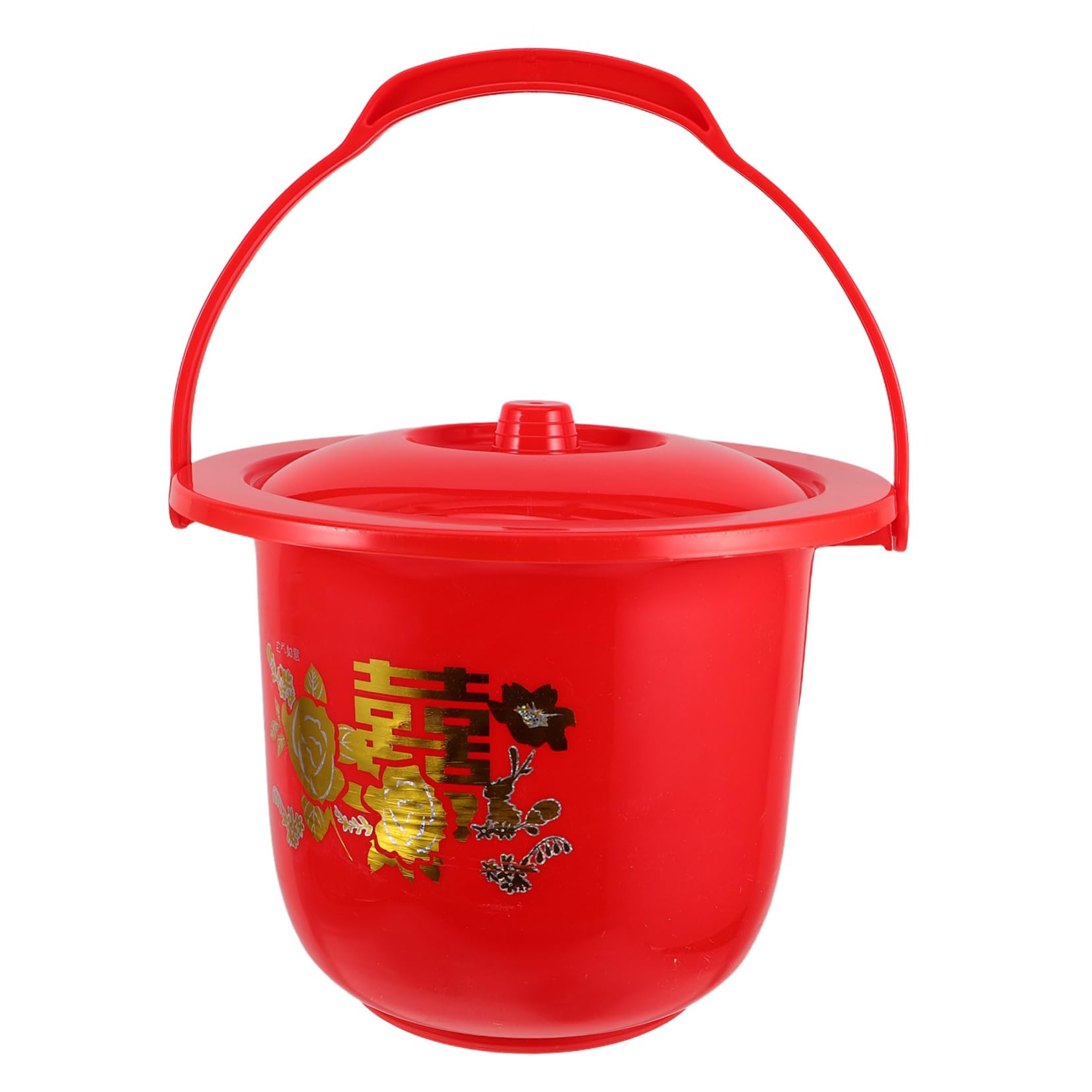 Orinal Portátil de Plástico con Tapa y Asa, Rojo, Adulto