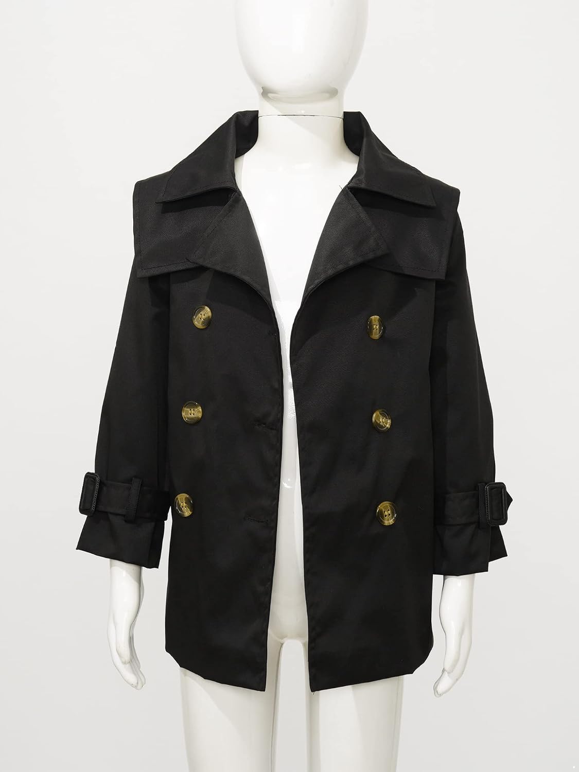 Sholeno Kids Girls Classic Windbreaker Double-Breasted Lapel Casual Long Trench Jacket Coat with Belt