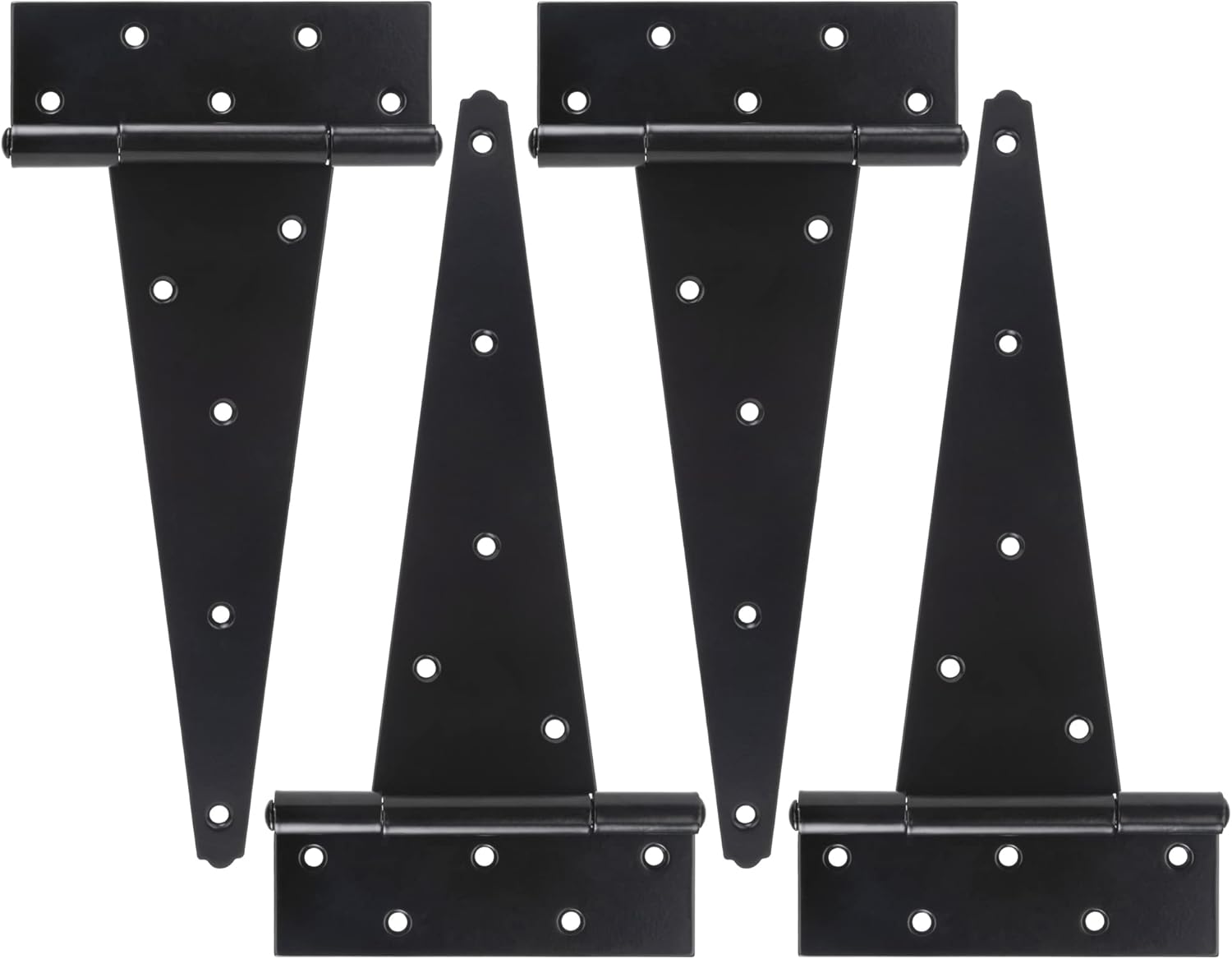 12 Inch T-Strap Shed Door Hinges Heavy Duty, Black Tee Hinge for Wooden Fences, Yard Door, Barn Door Gates, Wrought Hardware Rustproof, 4PCS