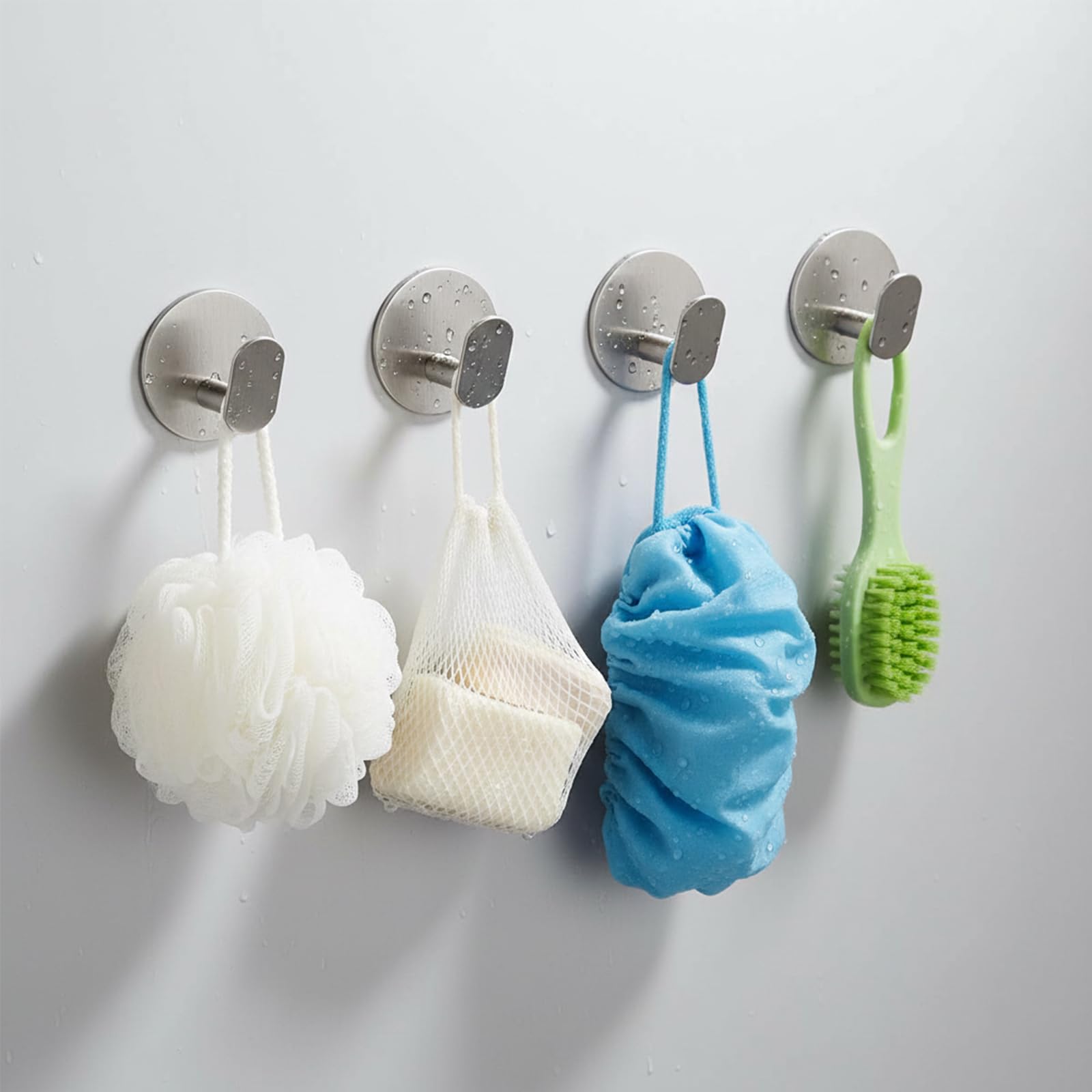 Ganci Adesivi 4 Pezzi Portasciugamani in Acciaio Inox Rotondo Gancio Appendiabiti Attaccapanni Muro Gancio Appendi Accappatoio Appendiabiti Impermeabile Antiruggine per Bagno e Cucina, Argento