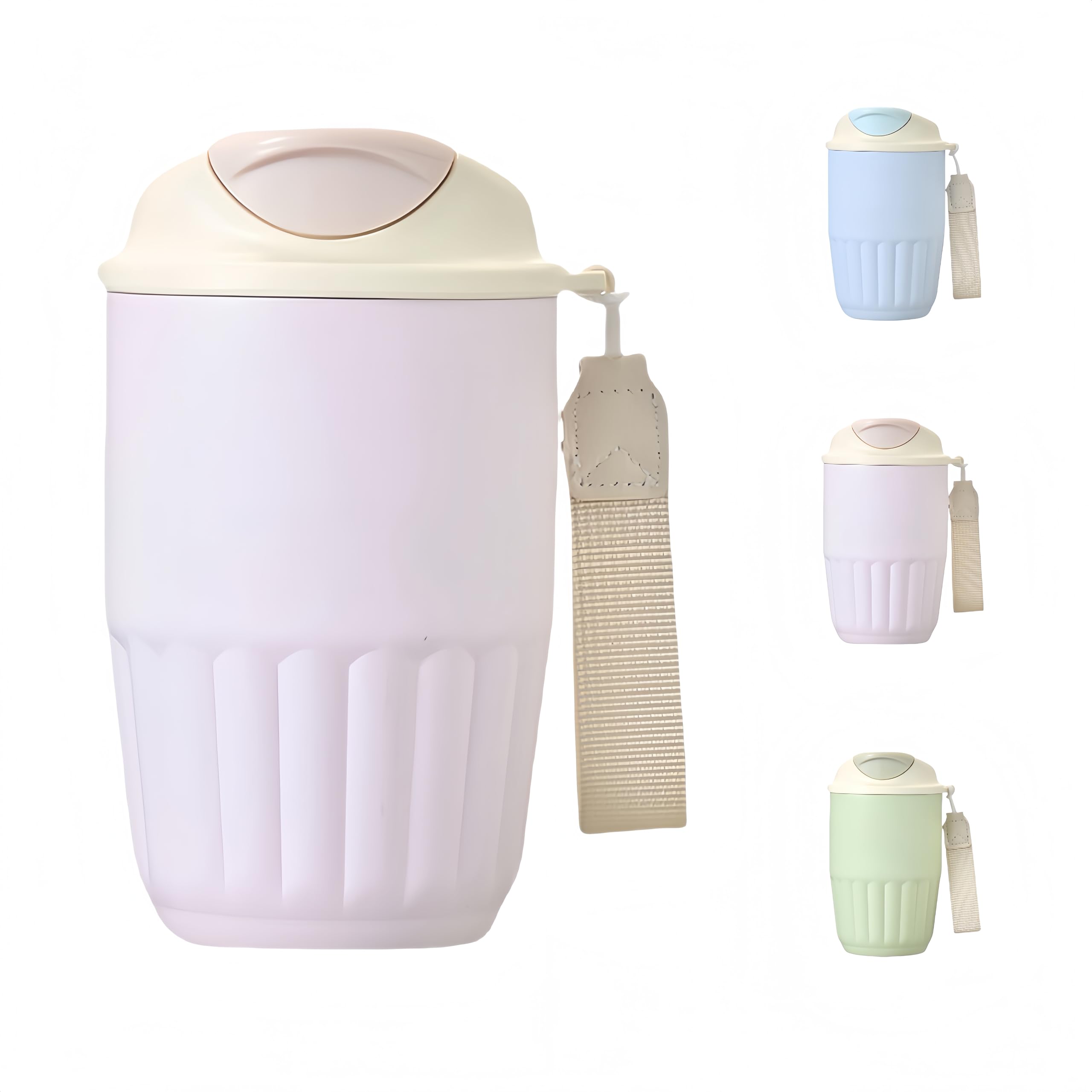 14oz Portable Insulated Coffee Cup with 316 SS Liner: Non-slip Bottom, Built-in Drawstrin…