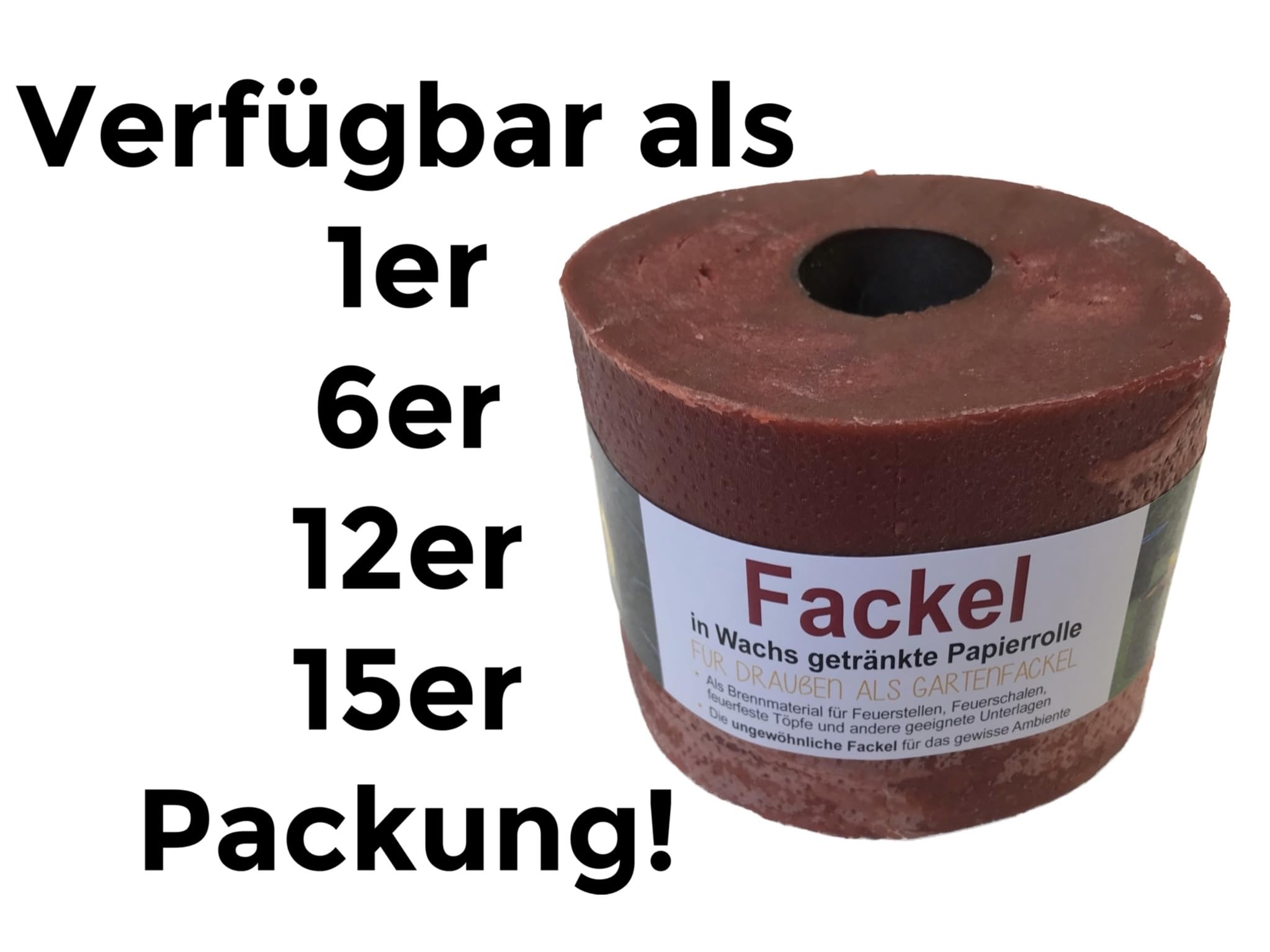 Fackeln in Wachs getränkte Papierrolle Handgefertigt Made in Germany 15 Stück