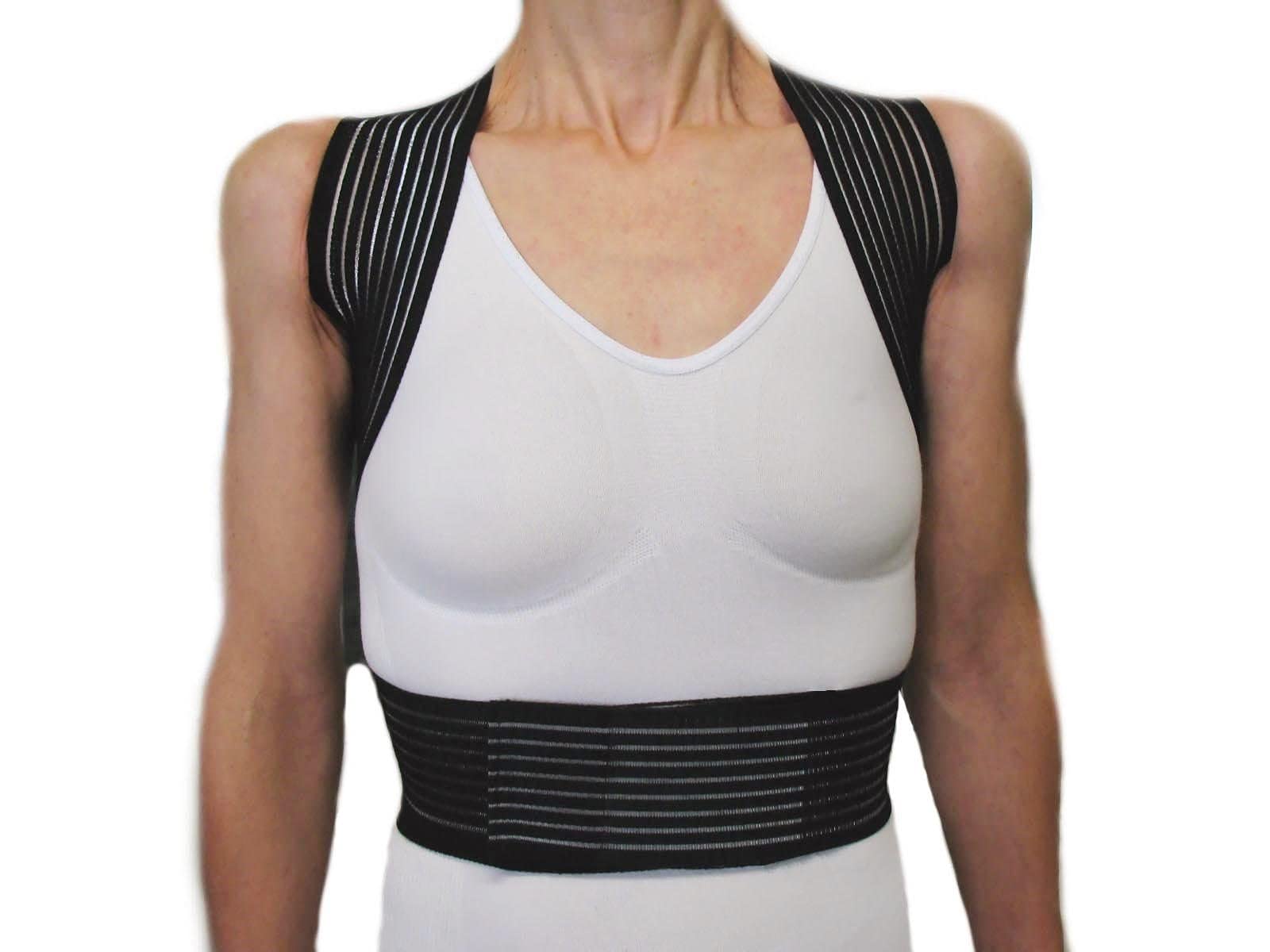 RADDRIZZASCHIENA STECCATO -Nero, XXL (109-120 cm.)- Supporto Raddrizzaspalle, Fascia Postura, Tutore per la Schiena, Correttore Posturale Sostegno Cervicale Addominale - UNISEX Uomo Donna