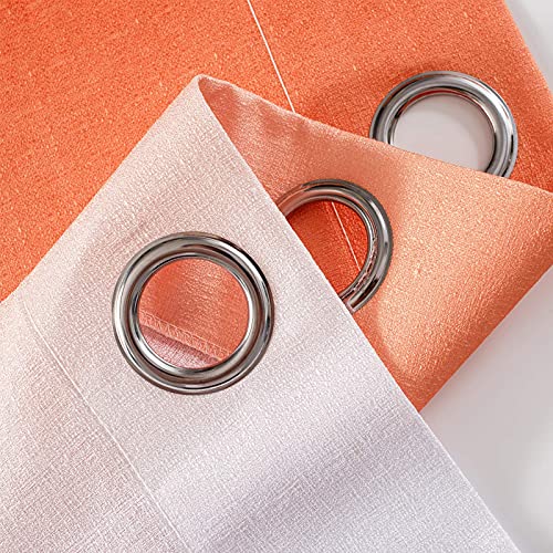 Melodieux Linen Ombre Semi Sheer Curtains 96 Inches Long For Living Room, Orange White Horizontal Gradient Grommet Voile Drapes, 52 X 96 Inch, 2 Panels #TOP5