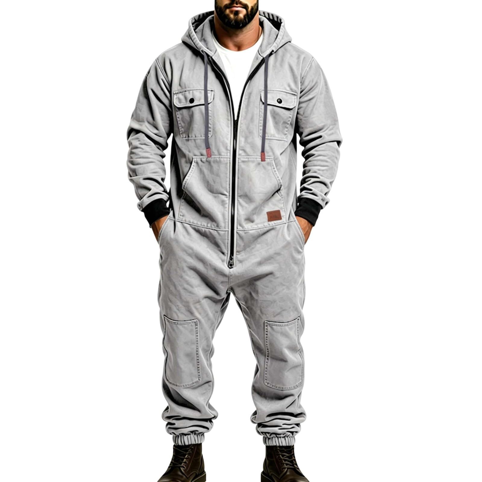 Mono de Trabajo Hombre,Jumpsuit de Estilo Cargo con Multibolsillos