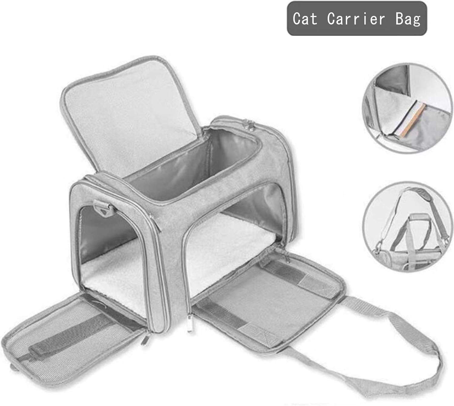 Transporttasche für Katze Hund, Faltbare Tragbar Katzentransportbox Hundetransportbox für Mittel Kleine Haustiere Katzen Hunde, Katze Tragebox Tragetasche bis 15lbs(Grau, M)
