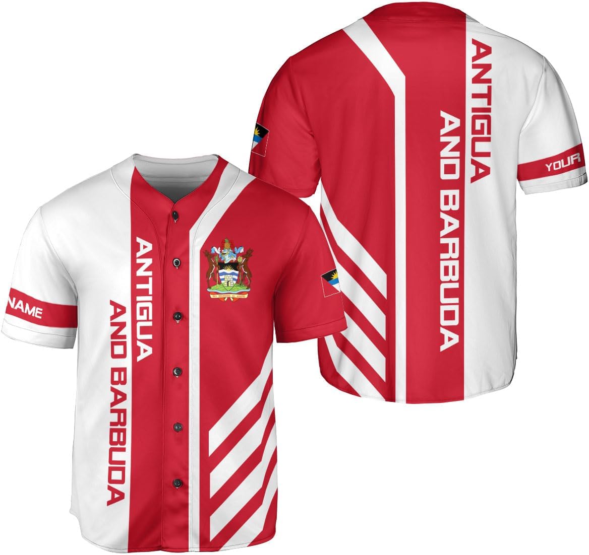 Leeprints Personalized Antigua and Barbuda Jersey, Antiguan and Barbudan Soccer Shirt Baseball Antigua and Barbuda Pride Flag