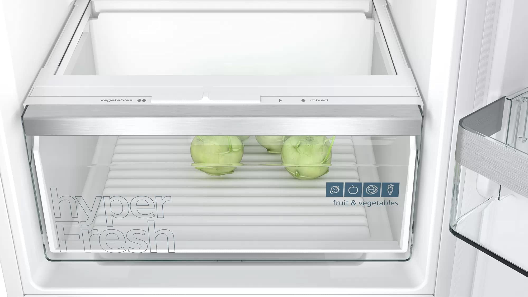 Siemens KI86VVSE0 iQ300 - Frigorífico y congelador empotrable, fabricado en Alemania, 229 kWh por año, 183 L, sistema de frescor HyperFresh, menos formación de hielo, iluminación interior LED, bigBox