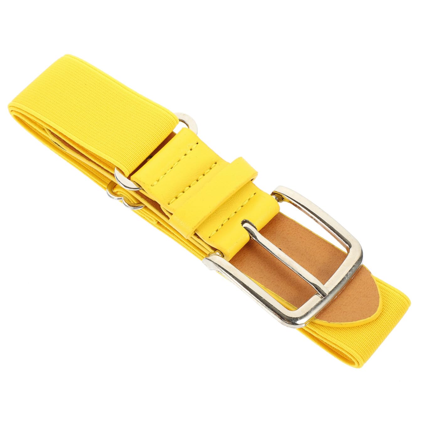 Baseballgürtel Gelb aus Kunstleder Elastischer und Robuster Gürtel Gelb mit Rostfreiem Metallring für Herren und Damen bei Baseball und Softball Zufällige Farbe
