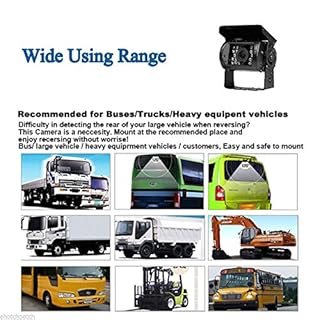 Caméra de recul 12 V-24 V, 4 broches, robuste, 18 LED infrarouges, vision nocturne, étanche, marche arrière, caméra de recul avec câble de 15 m à 4 broches