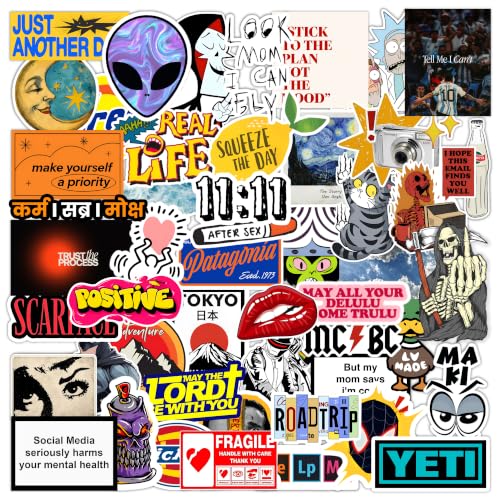 Image of CodersParadise Random Vinyl Decals Pack of 56, Assorted Stickers for Laptop, Water Bottle, Phone Case, Journal, Scrapbook, Notebook, Luggage, Helmet, Bike and DIY Crafts