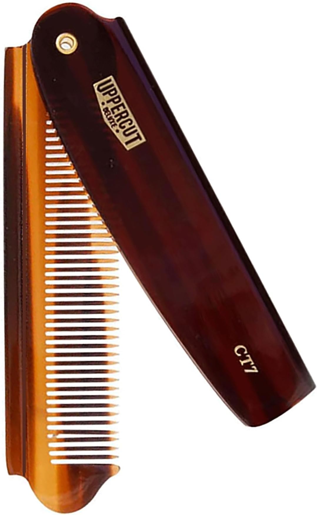 CT7 Flip Pocket Comb | Tortoise Shell Pocket Comb for On the Go Styling. Compact Flip Design for Easy Portability. Ideal for Quick Touch Ups.
