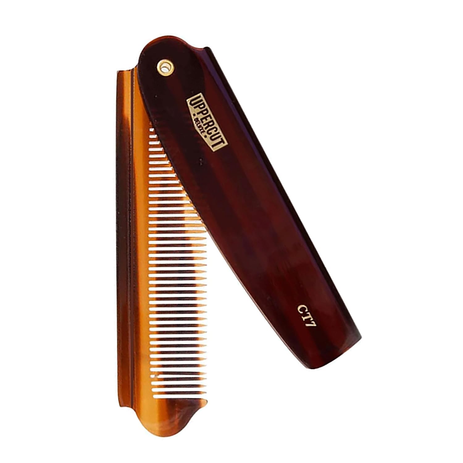 Uppercut Deluxe CT7 Flip Comb – Folding Pocket Hair Comb for Men, Travel Size Styling Comb, Durable Plant Cellulose Acetate, Fine & Medium Teeth, Portable Grooming Comb for On-The-Go Hair Styling
