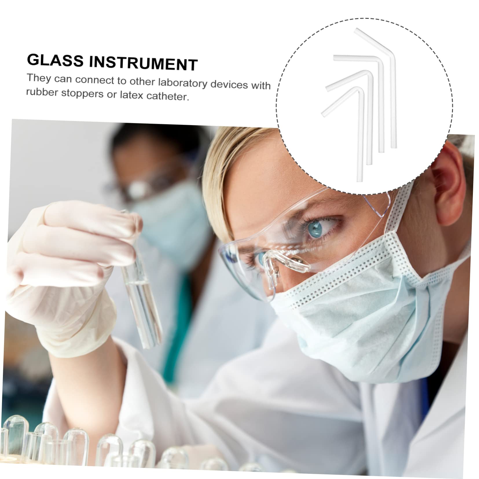 Set Da 40 Tubi Di Vetro Trasparenti a Gomito Per Esperimenti Chimici, Tubi Di Vetro Borosilicato Angoli 45°/60°/90°/120°, Strumenti Di Laboratorio Per Esperimenti Biologici e Chimici