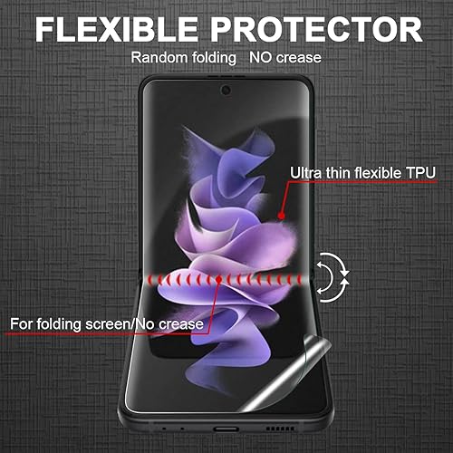 Miniatura 4 de Orzero (3 Sets 12 Packs) TPU Screen Protector Compatible for Samsung Galaxy Z Flip 3 5G (Not Glass) Protector De Pantalla Premium Quality