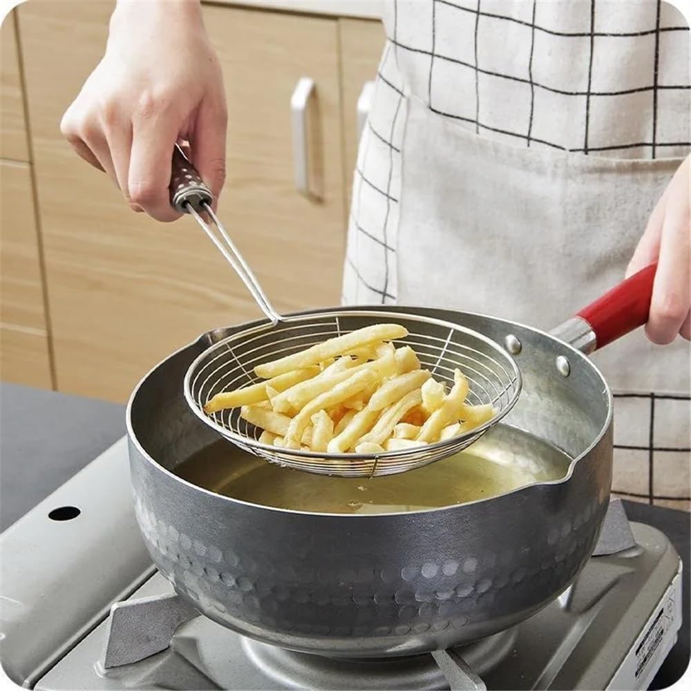 Duży stalowy koszyk do smażenia, sitko do smażenia, łyżka do frytek, siatka cedzakowa, durszlak(Large)