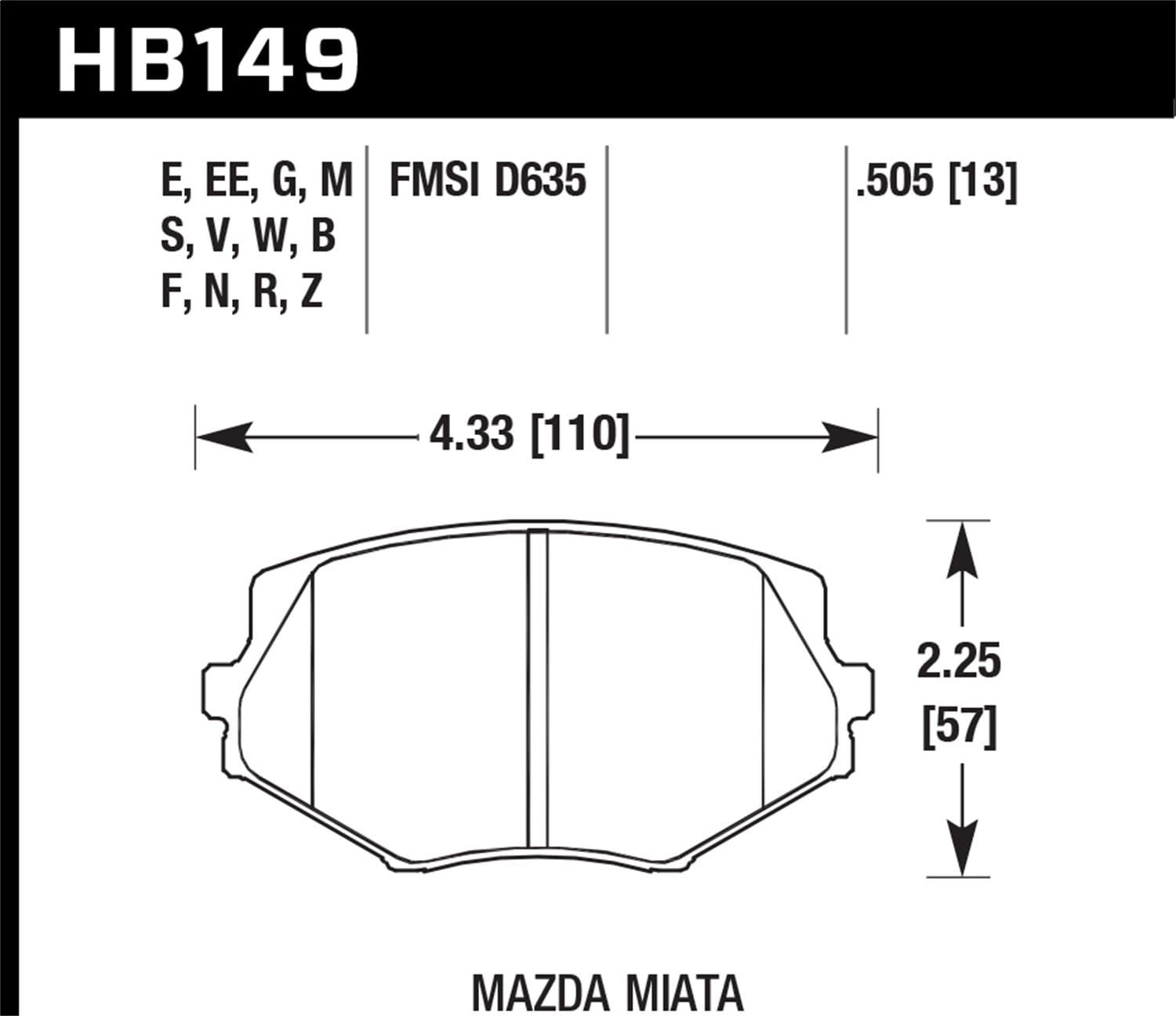 Hawk Performance HB149E.505 Blue 9012 Motorsport Brake Pads
