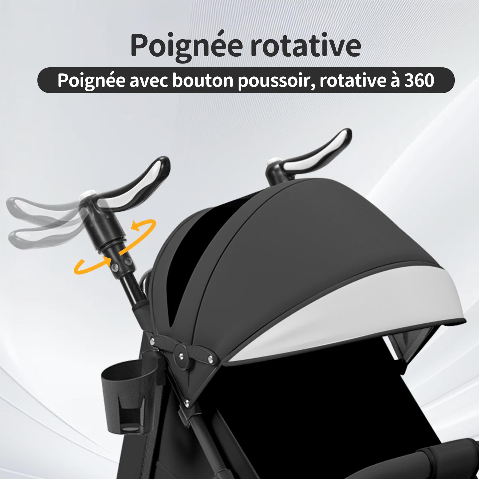 Poussette Canne Compacte 0-4 Ans Légère Pliable Une Main Dossier Inclinable Harnais 5 Points Auvent Moustiquaire 15 kg