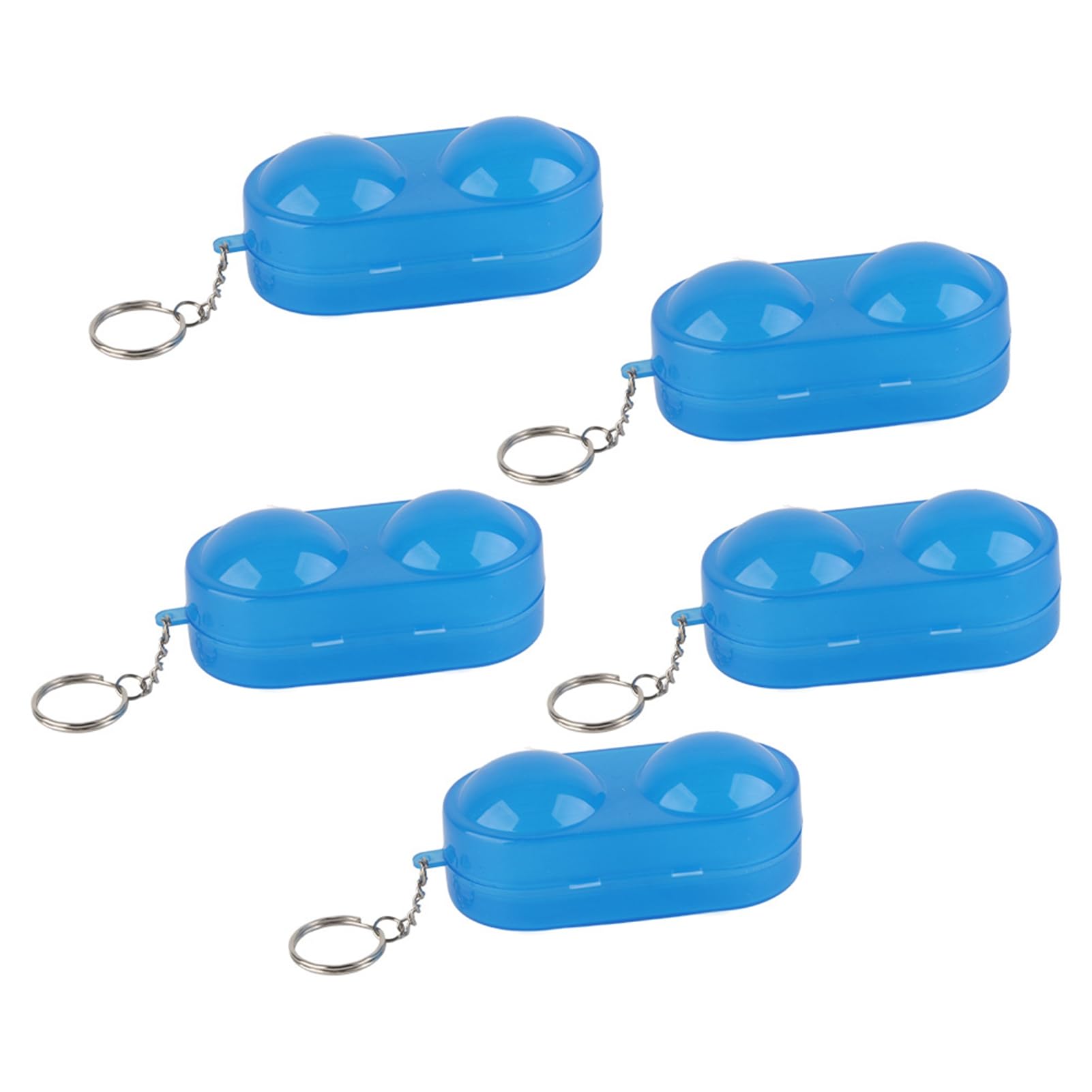 Caja de almacenamiento de pelotas de tenis de mesa portátil de plástico con cadena 5 piezas Azul transparente