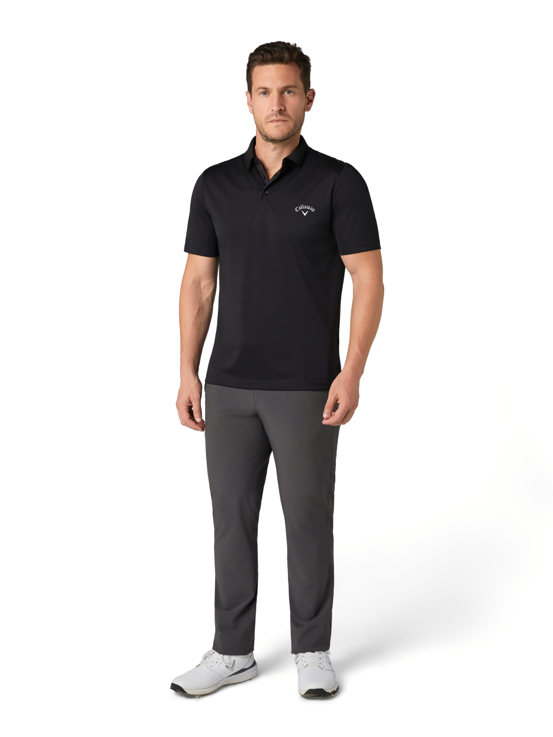 Callaway Apparel Mens UK Tournament Polo Shirt, Caviar, 3XL EU