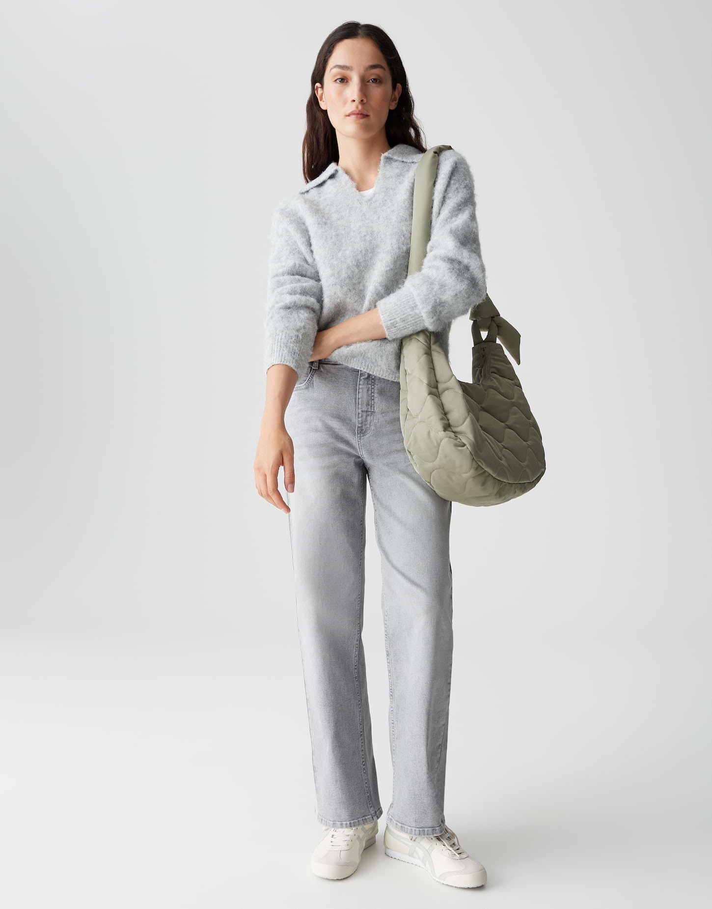 OPUS Damen Pullover | PELSIE Regular Flauschiger Strickpullover mit Polokragen