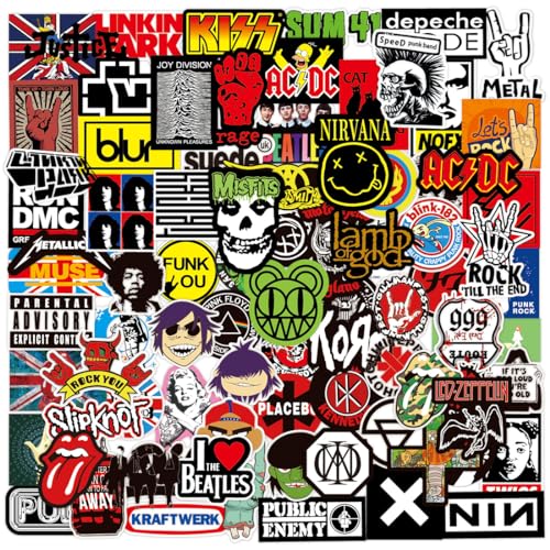 Autocollants Rock Band,100 pièces Autocollant Rock and Roll, Vinyle Étanche Stickers pour...