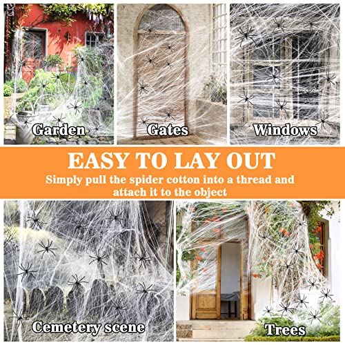 950 sqft Spider Webs Halloween-Decorations Halloween Spider Web Cobwebs Halloween Decorations Spider Web Decor with 40 Fake Spiders Super Stretch Cobwebs for Halloween Decor Outdoor3
