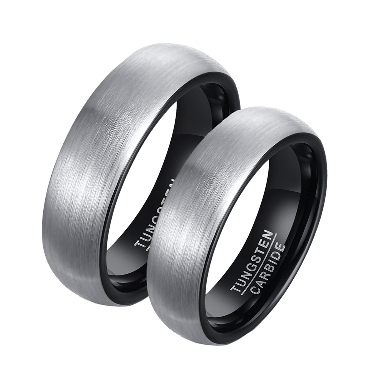 Coppia di anelli di nozze, anelli di tungsteno da donna nero spazzolato anello 8 mm regalo di fidanzamento per coppia
