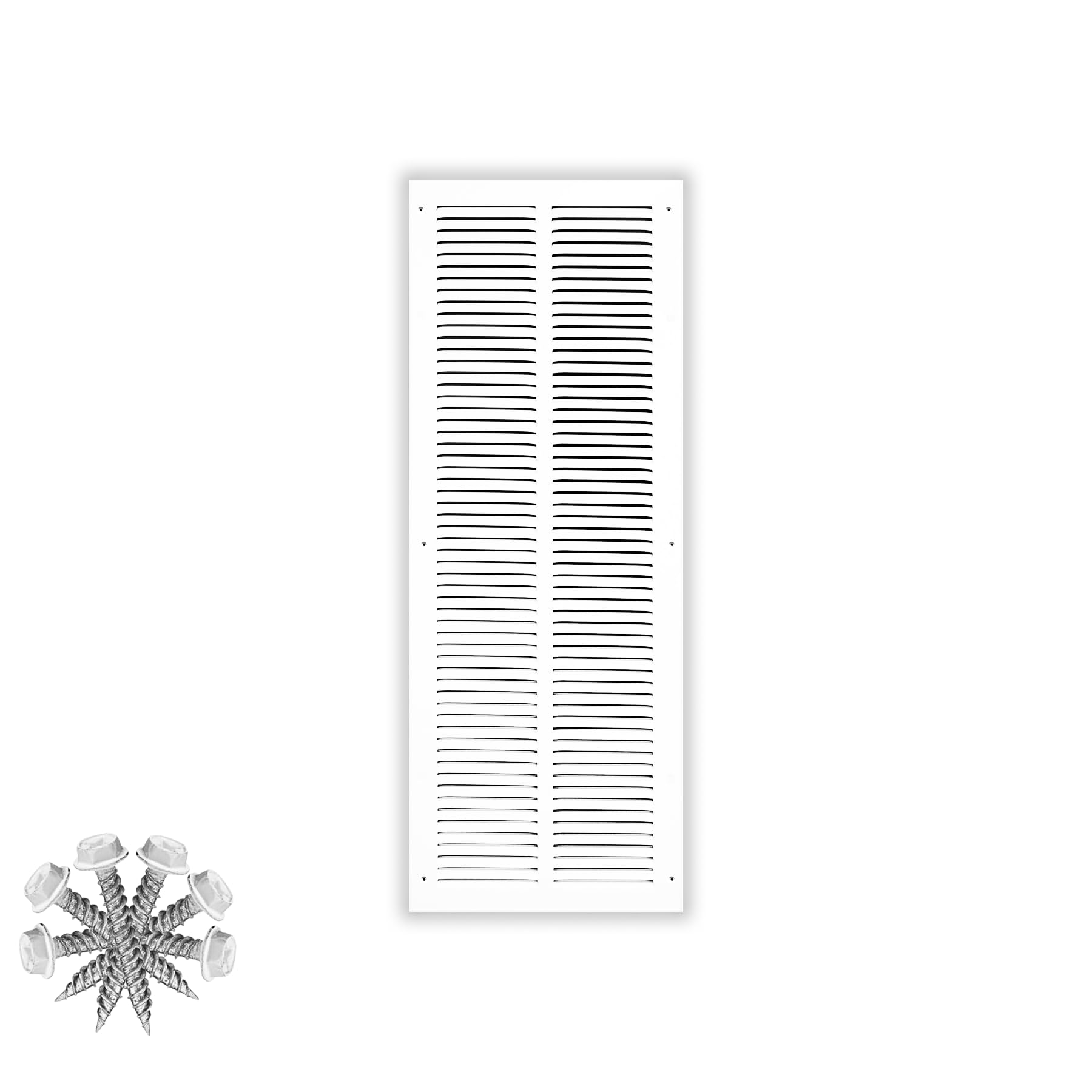 14'' x 8'' [Duct Opening] Flat Stamped Steel Return Air Grille by - Sidewall and Ceiling - HVAC Premium Vent Duct Cover - White [Overall Dimensions: 15.75''w X 9.75''h] — view 87