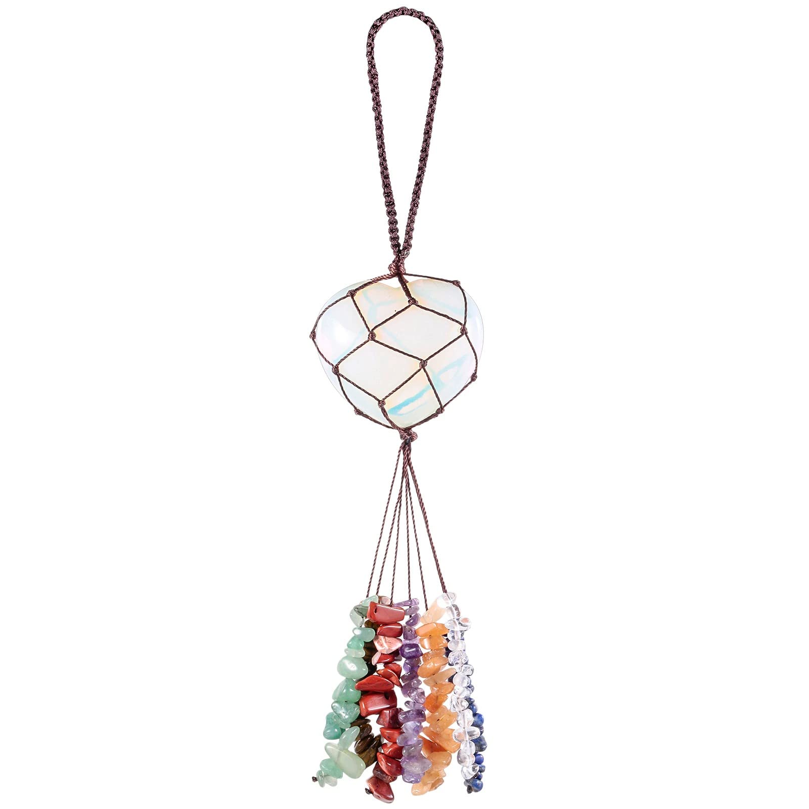 KYEYGWO Opal 7 Chakra Crystal Stone Heart Hanging Ornament