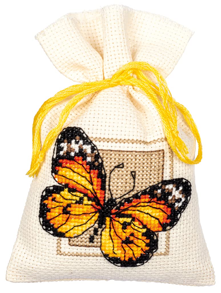 Vevaco Kits De Punto De Cruz Contado Bolsas Aromáticas DIY Creativo Set Mariposas Juego DE 3 Manualidades Bordar Kit Principiantes Decoration Hogar Regalo ca. 8 x 12 cm Cross Stitch Embroidery