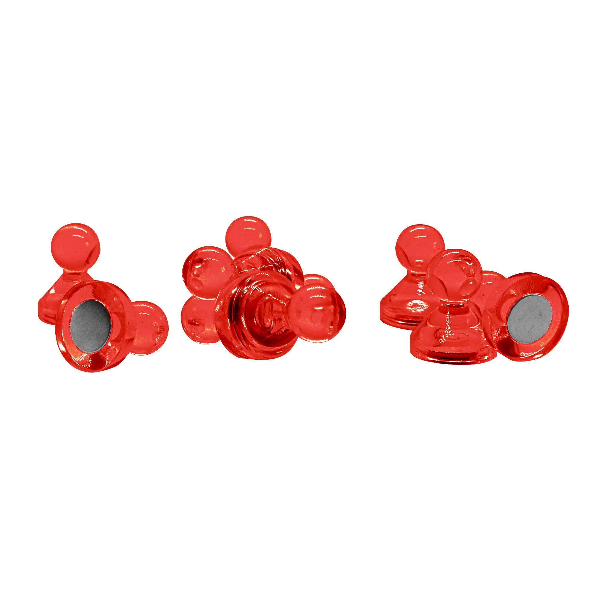 Gran Imán de Oficina de Pinza Acrílico Rojo para Refrigerador, Pizarra, Tablero de Anuncios, Archivador - 21mm de Diámetro x 26mm de Alto - Paquete de 100