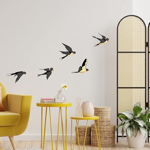 Miniatura 2 de Winhappyhome Pegatina de pared con patrón de golondrinas voladoras para sala de estar, habitación de niños, jardín de infantes decoración de pared