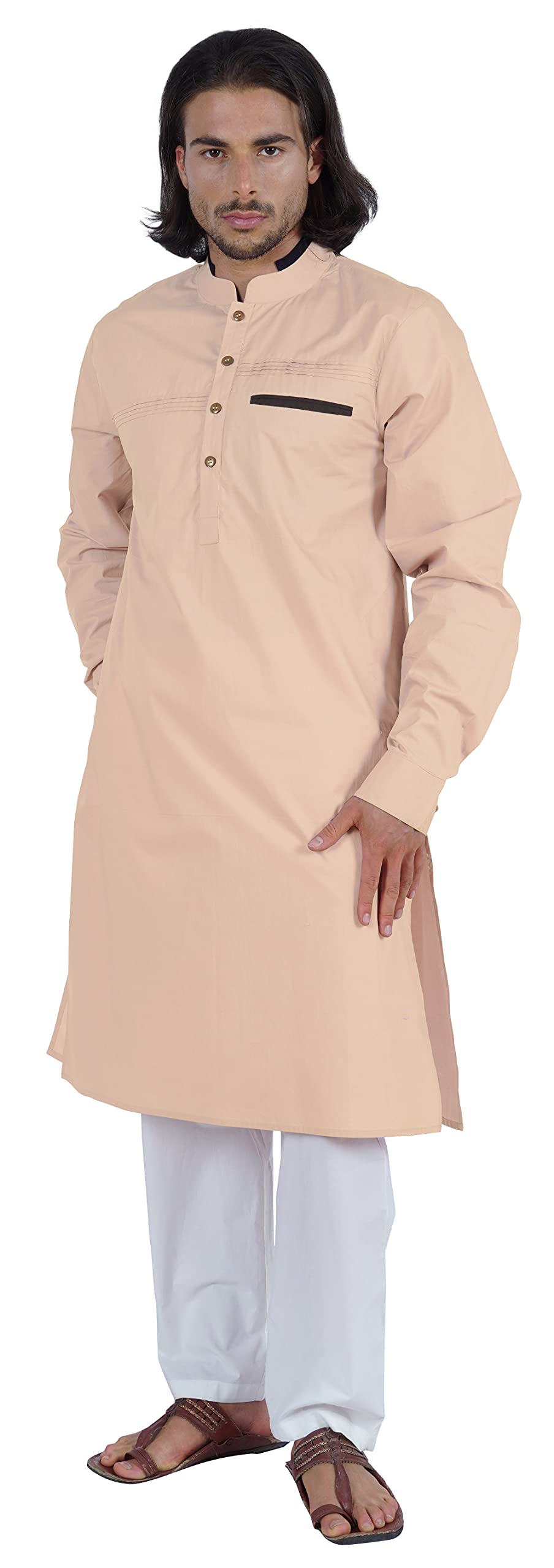 Atasi Herren Henley Welt Tasche Lange Kurta Feste Indische Ethnische Kleidung Für Männer