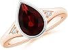 Angara Natural Garnet Ring for Women | Bezel-Set Pear-Shaped Garnet Ring with Diamonds in 14K Solid GoldSterling SilverPlatinum | January Birthday, Anniversary, Gemstone Jewellery Gift