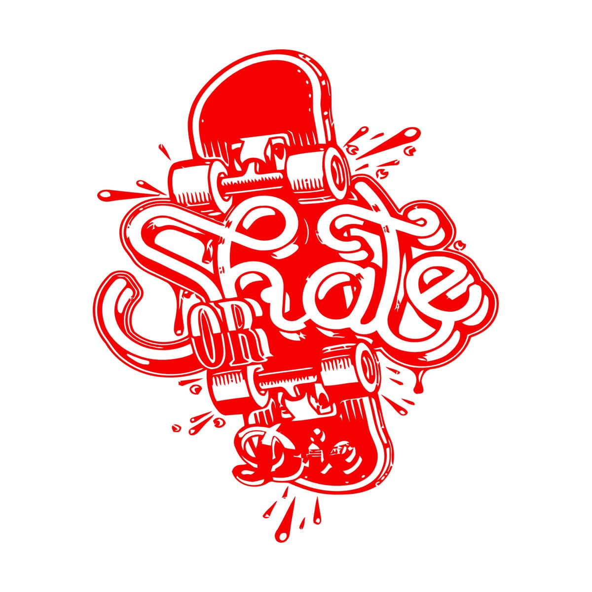 Skate Skateboard Extreme Teen Street Sport Wall Stickers Paster Paper 72x114.6cm Multiple Size Options Extra Large red — image 1