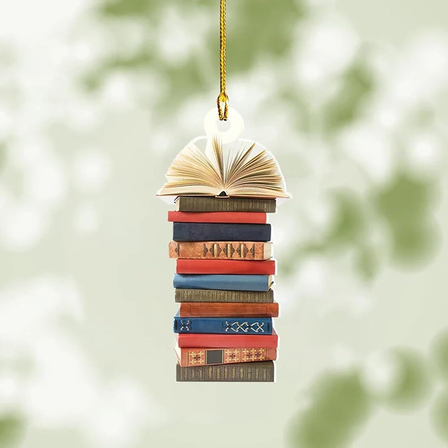 Book Christmas Tree Ornament, Gifts for Book Lovers, Acrylic Creative Christmas Car Decoration, Tree Decoration Home Décor Accents