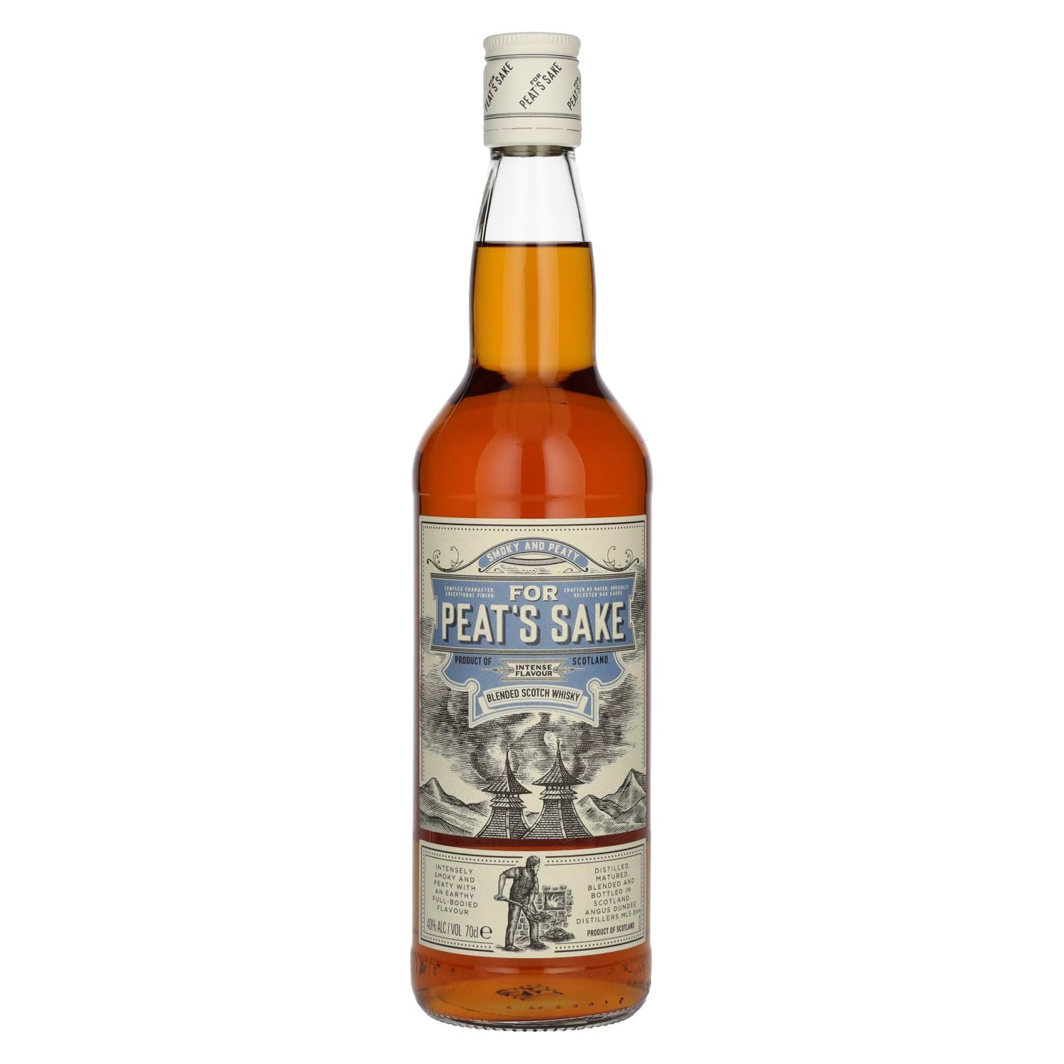 For Peat´s Sake - Peated Blended Scotch Whisky | Blended Malt | 1x0.7L | Inspiriert von der Mälzer-Figur Peat | Schottland | Intensiv rauchig