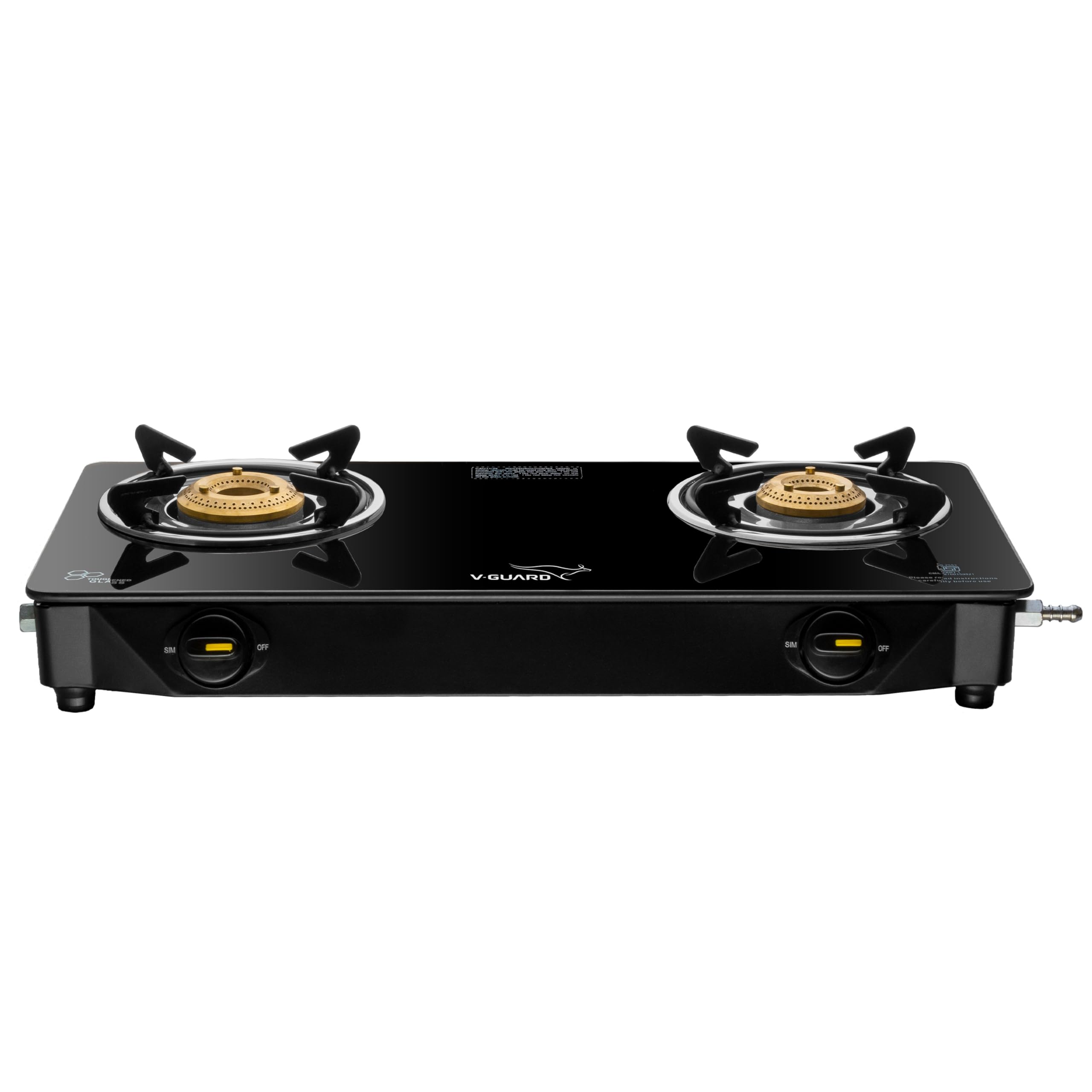V-Guard VGD 257 PI Gas Stove | Elegant & Compact Gas Stove with 2 High-Efficiency Brass Burners, Toughened Glass Top and 1 Year Warranty (Black)-image-32