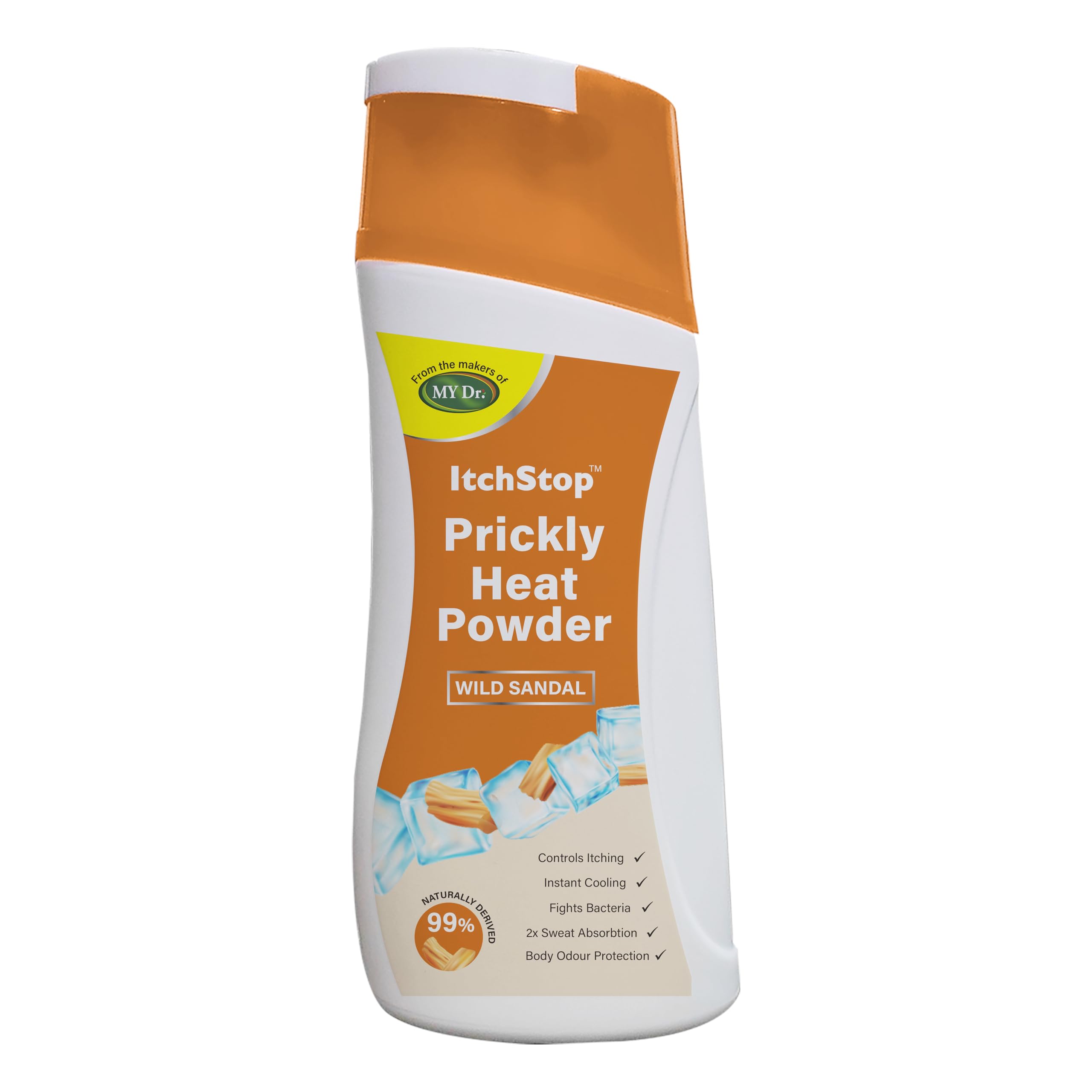 ItchStop Prickly Heat Powder – Wild Sandal 185g – Controls Sweat, Skin Burning, Irritation, Rashes, Redness, Sunburn & Itching from Heat and Summer – Absorbs Excess Moisture, Prevents Skin Infections from Wet Clothes in Rainy Weather – Fine-Textured Non-Sticky Cool Talcum Body Powder for Antifungal, Anti-Bacteria, Anti-Itch & Germ Protection – Keeps Skin Fresh, Dry & Odor-Free with Long-Lasting Fragrance – Ayurvedic & Herbal Formula for Adults & Kids