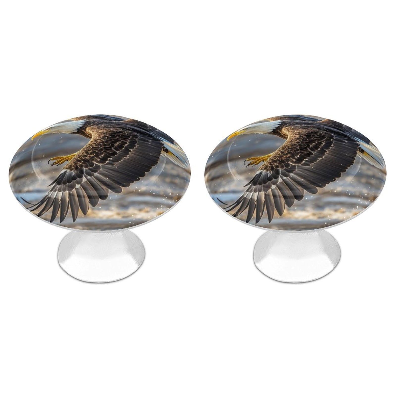 Fekiloot Style Bald Eagle Flying Cabinet Knobs Simple Drawer Handles Aluminum Alloy Kitchen Pulls Round Cabinet Door Knobs With Screw Door Hardware For Dresser Cabinets 2 Pack