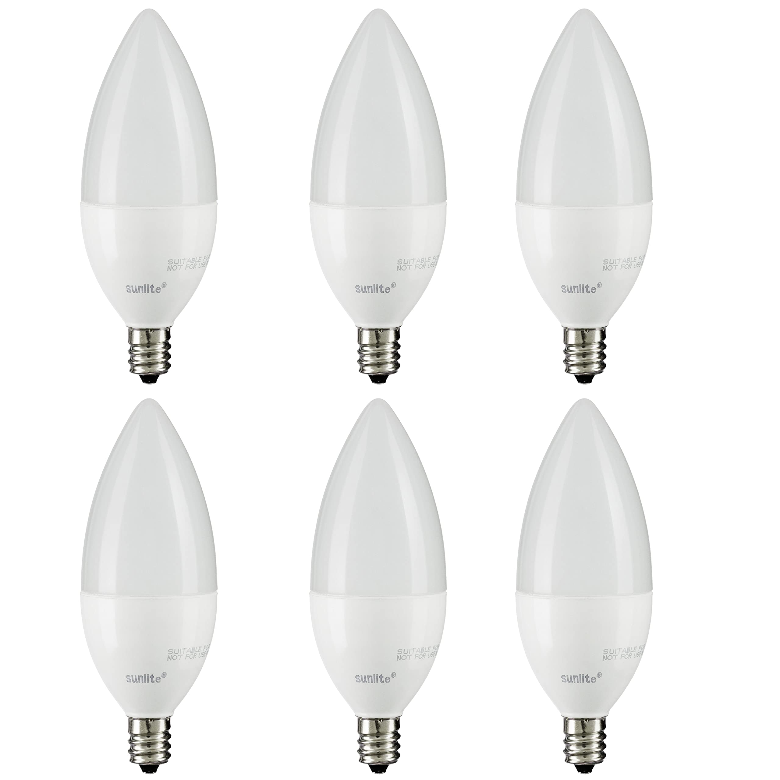 25W B11 Frosted Chandelier Light Bulbs (6 Pack) - E26 Base, Dimmable, Torpedo Tip For Ceiling Fans & Fixtures
