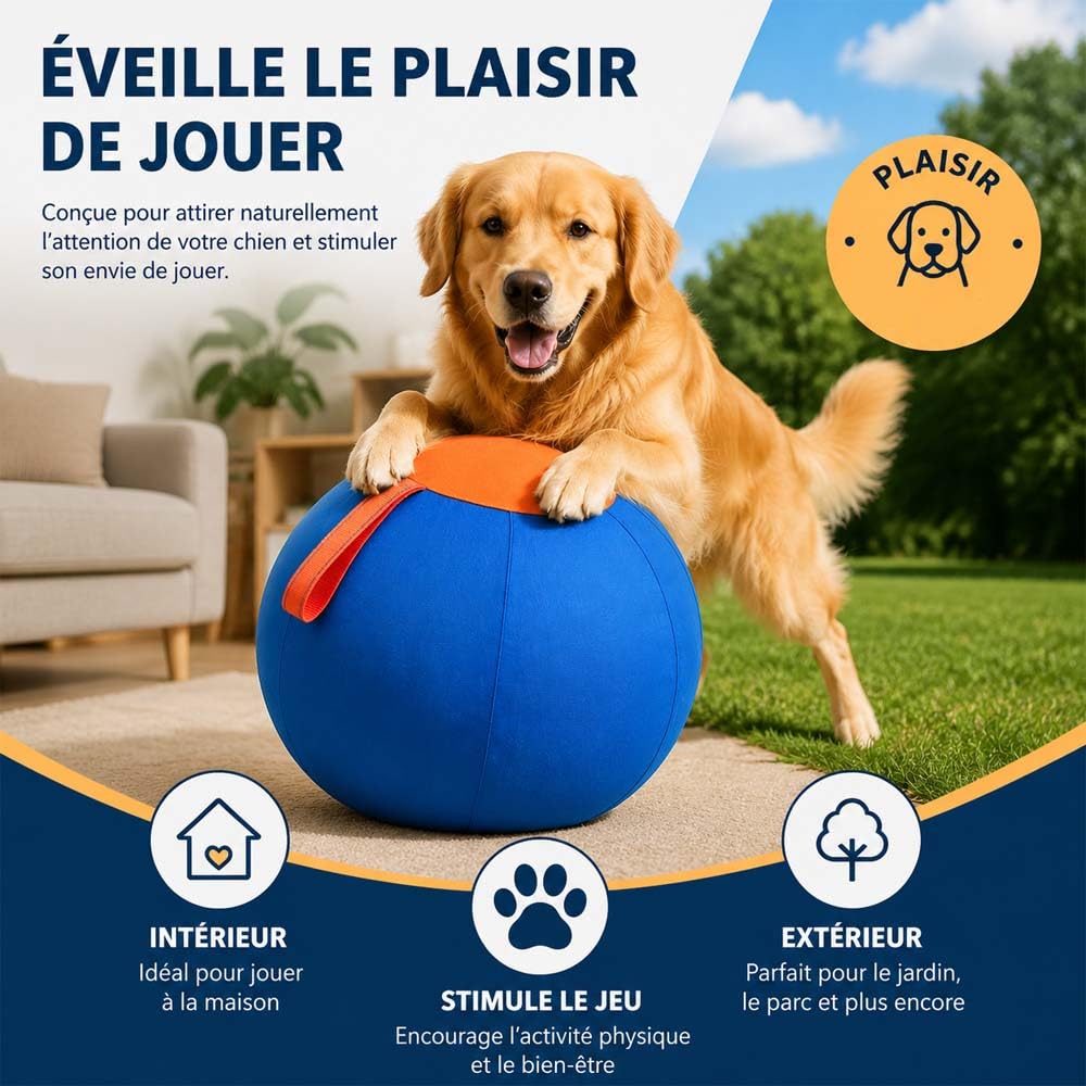 Générique Navea Balle GéAnte pour Chien,Balle De Troupeau pour Chien,Gros Ballon Pourchien,pour Chiot Et Adulte, Petites Moyennes Grandes Races, IntéRieur Maison (Bleu et Orange,45CM)