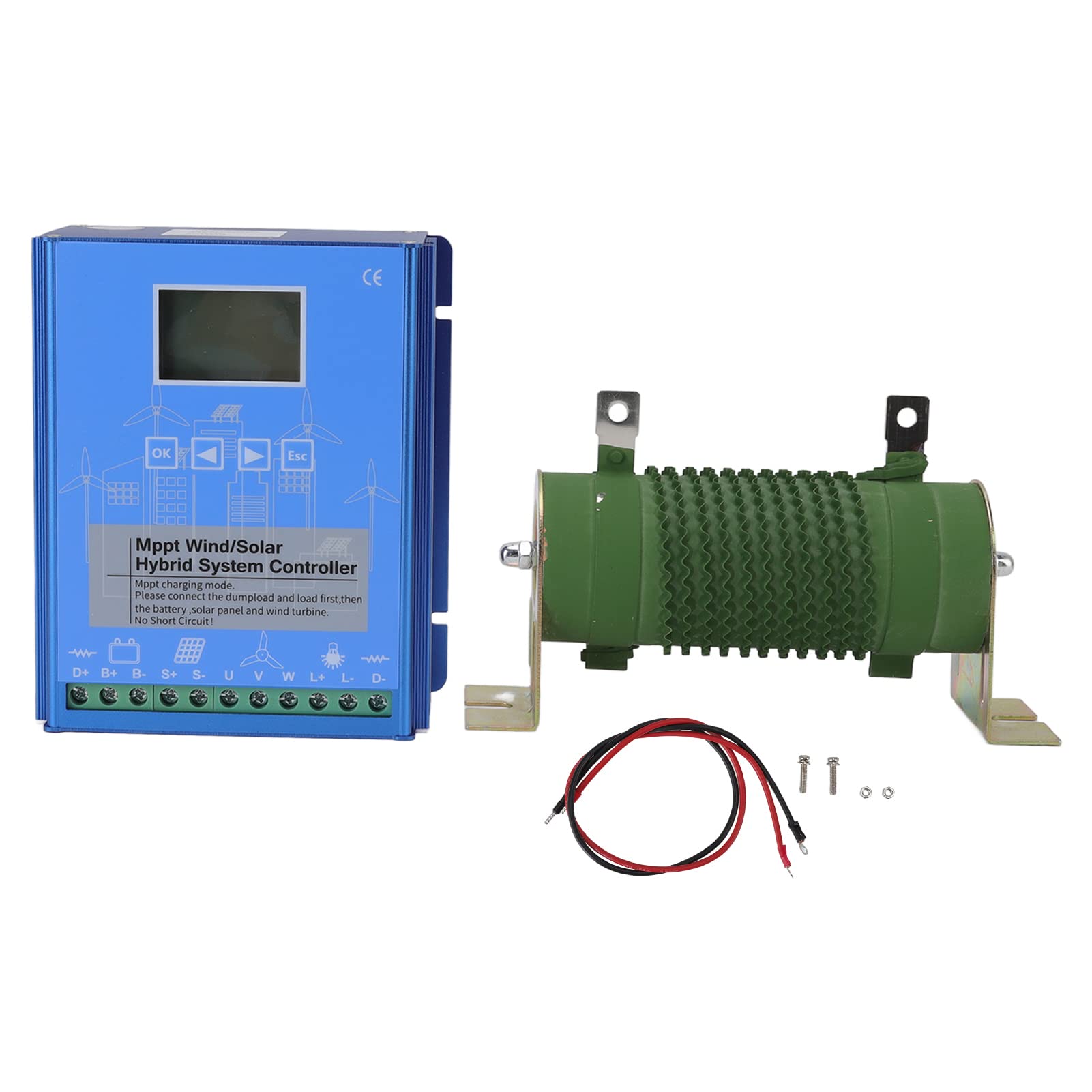 FTVOGUE Hybrydowy Kontroler Energii Wiatrowej 12 V 24 V, Aluminium, ładowanie Boost MPPT, Wyświetlacz LCD z Podwójnym Zasilaniem do zastosowań Poza siecią (GPI-1010K)