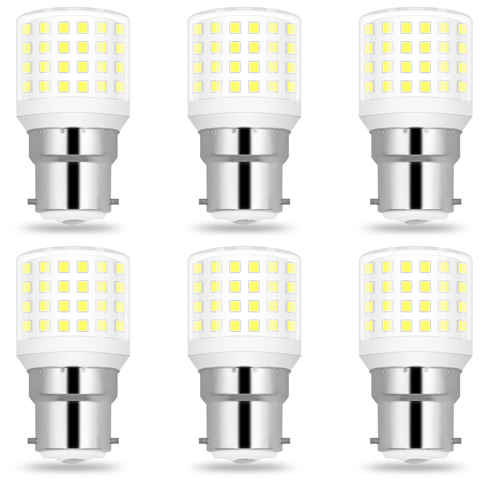 BROLSKUN B22 Bayonet Light Bulb 4W Daylight White B22 Mini Lamp 40W Equal Energy Saving Light Bulbs 100-265V Bayonet Cap for Chandeliers, Wall Lamps, Ceiling Light (6 Pack)